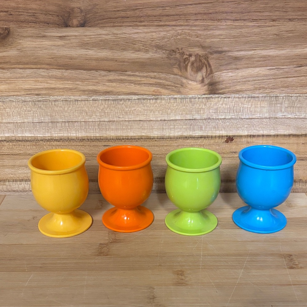 Zak! Design Melamine Colorful Egg Cups set of 4- Yellow, Orange, Green, and Blue